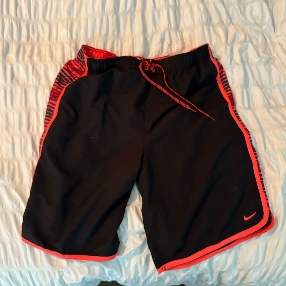 Nike Black and Red Swim Shorts